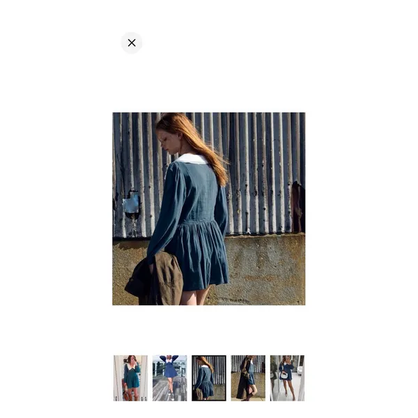 Zara Bib Oversized Collar Blue Mini Dress Cottage Core Preppy Size Medium - Image 3