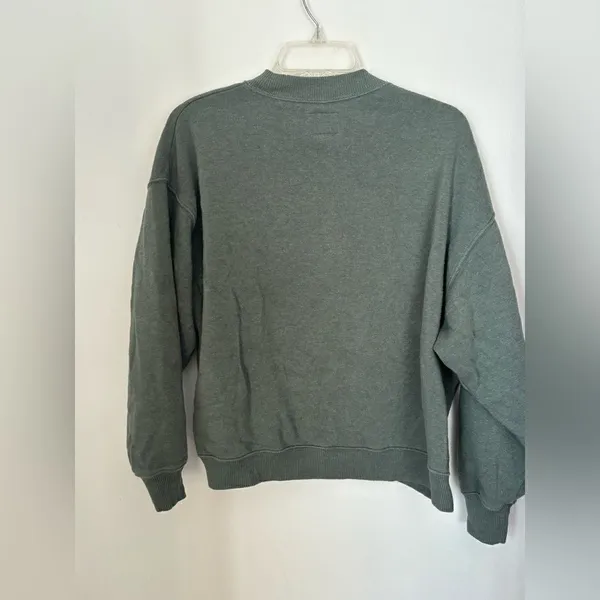 American Eagle Mock Neck Fleece Sweatshirt X-Small Green - Image 11
