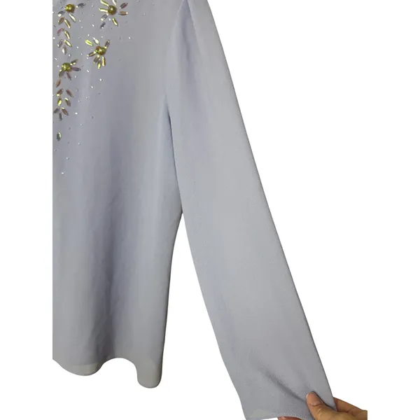 R&M Richards Karen‎ Kwong Lavender Beaded Sheer Evening Jacket Size 16 Formal - Image 4