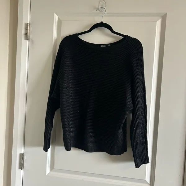 LAUREN Ralph Lauren Metallic Boat Neck Long Dolman Sleeve Statement Swea… - Image 2