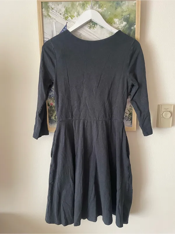 Pact Organic Cotton Fit and Flare Dress Charcoal Gray Medium - Image 4