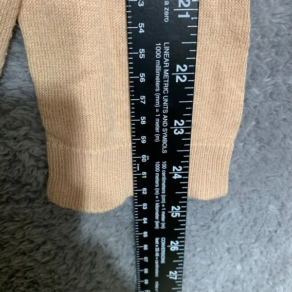 H&M Cardigan‎ Women 34 Peach Tan Longline Button Front V-Neck Knit Pockets - Image 4