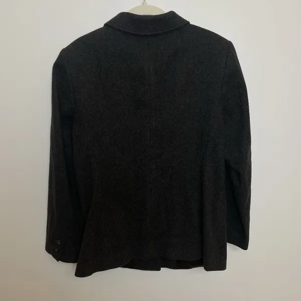 LL Bean Vintage '90s Dark Gray Wool Button‎ Down Jacket Size 10 - Image 4