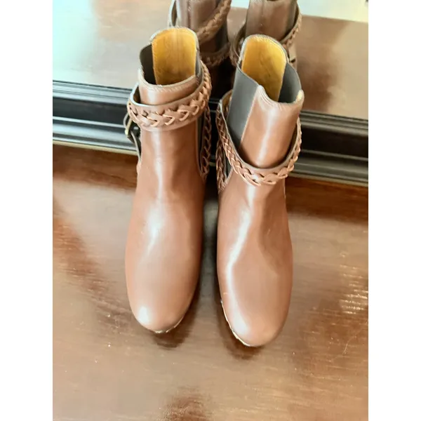 Ralph Lauren Leather Clog‎ Ankle Boots Women 40.5 Brown Excellent Boho Platform - Image 3