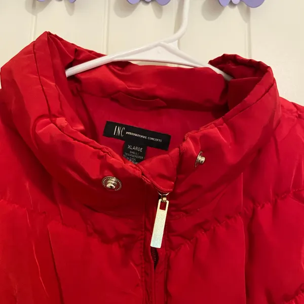 EUC INC International Concepts women’s red puffer zip‎ winter coat jacket XL - Image 4