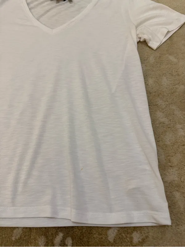 Theory White V-Neck Short Sleeve Tee Size Medium Modal Cotton Blend - Image 6