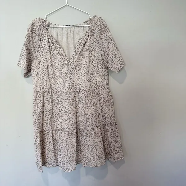 Rails Womens Clarissa Beige animal print Tiered Babydoll Sundress Small 1670 - Image 3