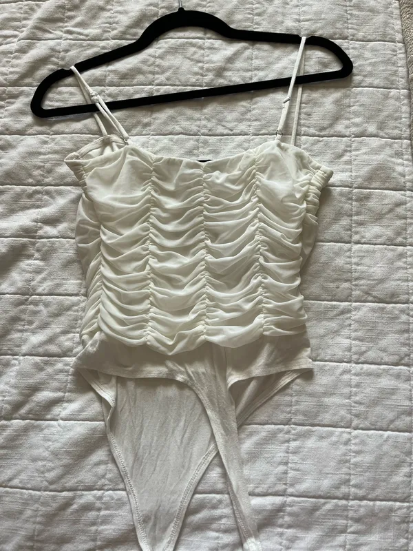 Boutique White Corset Bodysuit - Image 3