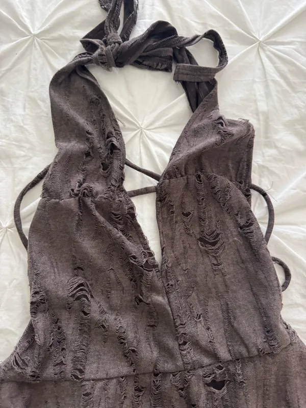 Brown Halter Top Mini Dress - Image 3