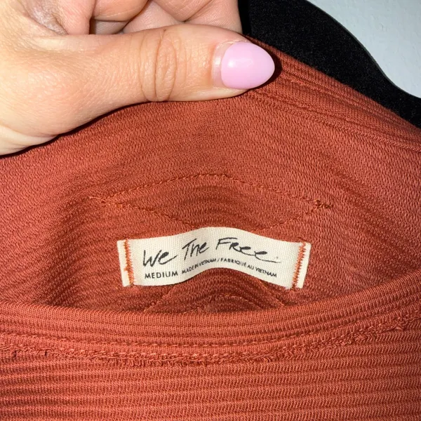 We The Free‎ Free People Thermal Top Womens Medium Rust Orange Excellent Ribbed - Image 2