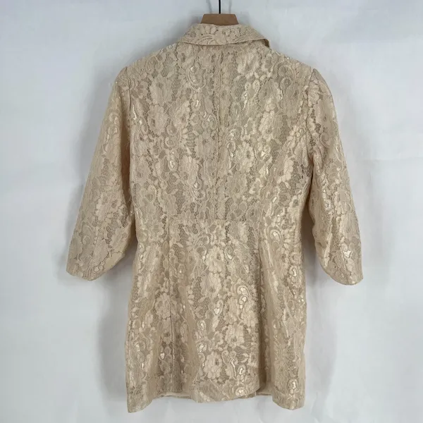 Lulus‎ Ronan Blazer Dress Womens M Red Beige Lace Floral Lined Double Breasted - Image 3