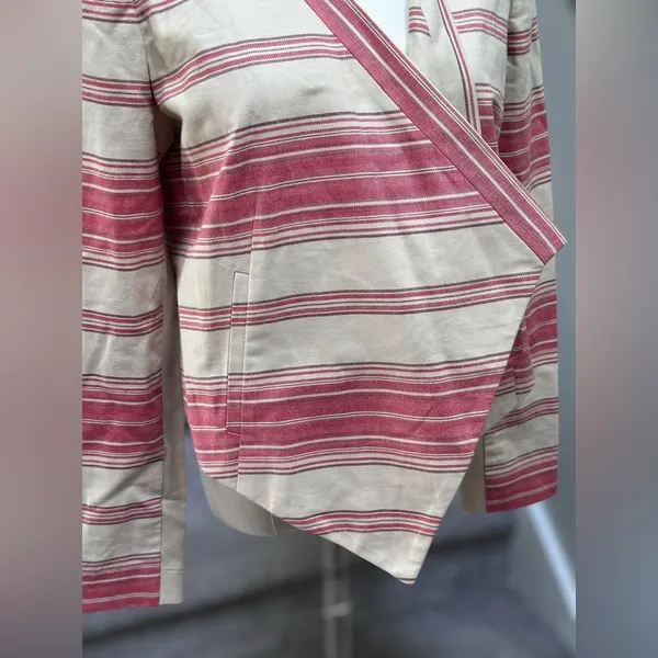 NEW BCBGMAXAZRIA Abbey Cropped Relaxed‎ Blazer Jacket Red Multi Coastal Office - Image 5