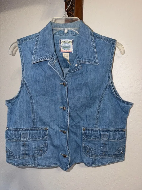 Vintage Jean Jacket Cropped Pockets cottagecore granny sleeveless vest - Image 2