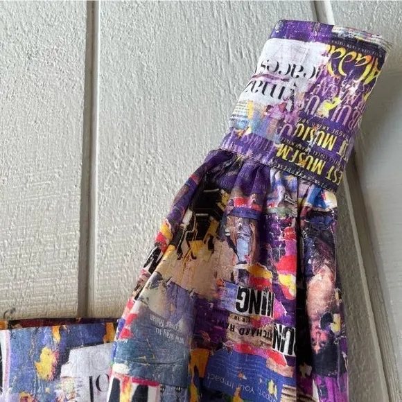 Printed Artworks Organic Cotton‎ Collage Flamee Purple Print Cropped Blouse XS - Image 6