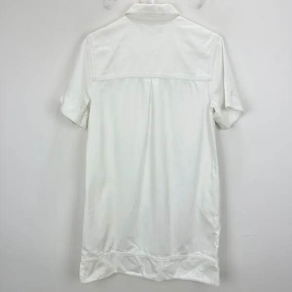 Madewell Denim Popover Dress Shift Pockets Casual Pure White Minimalist S NWT - Image 12