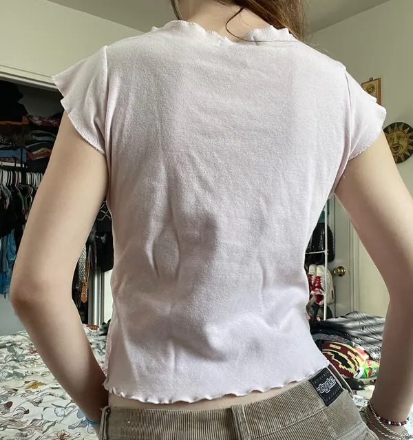vintage y2k butterfly top Pink Size M - Image 3
