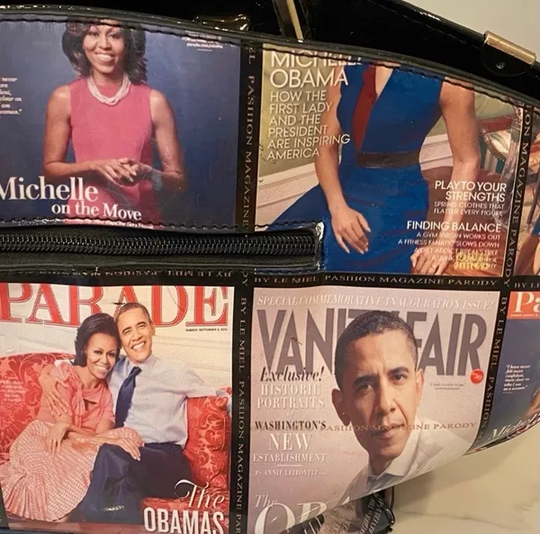 Michelle Obama Barack Obama Glossy Magazine Cover Satchel Purse Bag President - Image 6