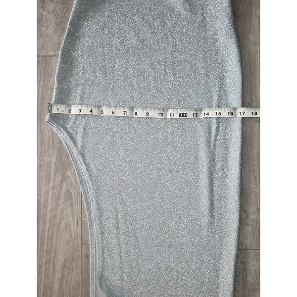 Y2K Silver Sparkle Cowl Neck Maxi Dress - Image 6