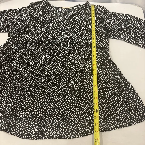 ODDY Babydoll Top Size Large 3/4 Sleeves Black & White Boho Peplum Tunic‎ Shirt - Image 8