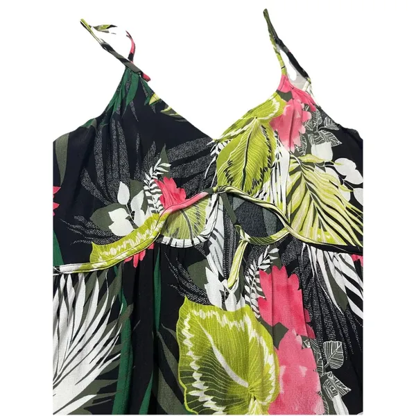Express Maxi Dress XS tropical Black Pink Hawaii Beach resort - Image 7