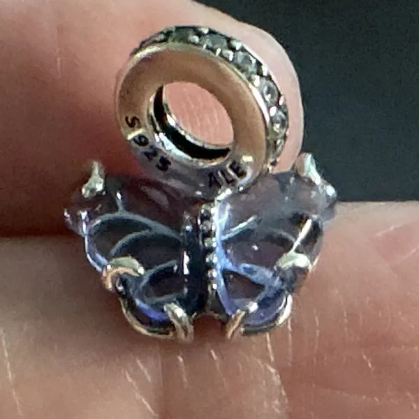 Pandora Purple Butterfly Dangle Charm S925 ALE Sterling Silver Retire - Image 2