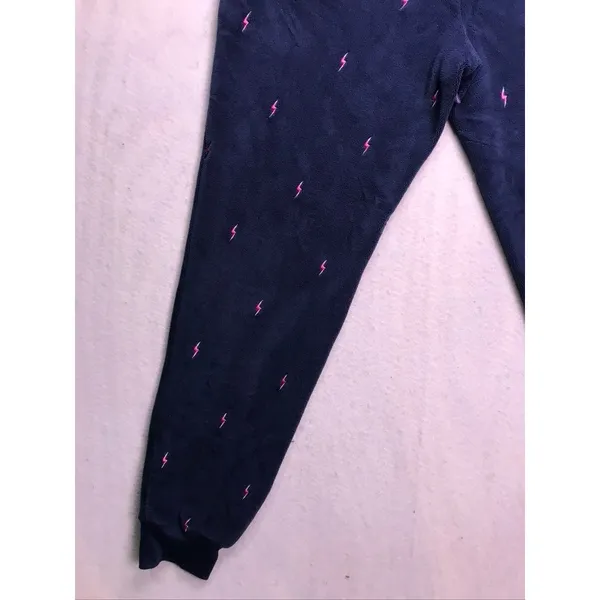 PJ Salvage Pajama Set Women Large Blue Lightning‎ Bolt Fleece Loungewear - Image 12
