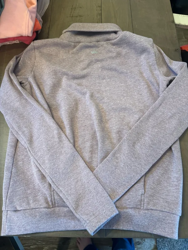 Alo Size XS Smoky Quartz Heather Cozy Funnel Neck Pullover Sweatshirt - Image 2