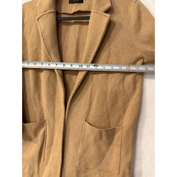 J. Crew Sweater Blazer Womens Camel Tan Merino Wool Blend Cardigan J0244 - Image 3