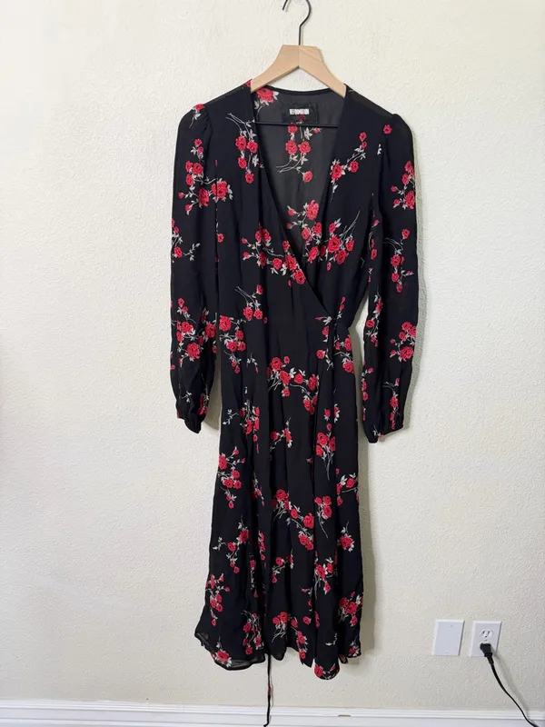 Reformation‎ Nicole Dress Floral Wrap Midi Womens Size M - Image 2