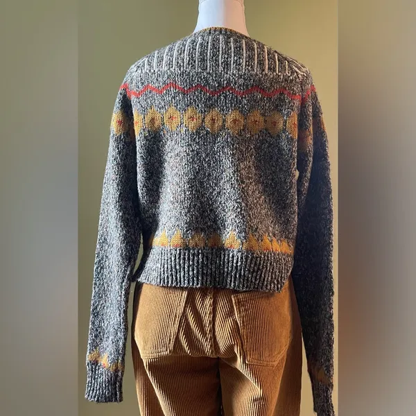 ZARA Gray Marled Knit Sweater with Gold Accents - Image 4