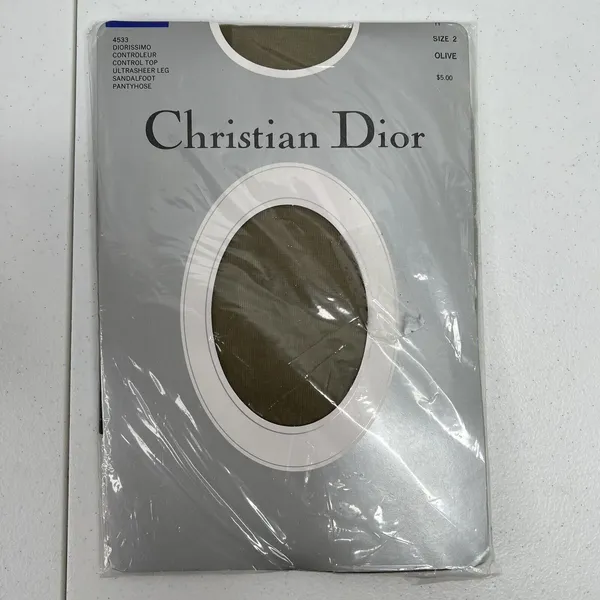 Vtg Christian Dior Panty Hose Stockings Nylons Olive Size 2 Fits 110 140 lbs USA - Image 2