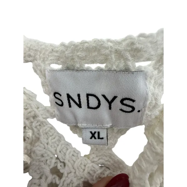 SNDYS Revolve Crochet Lace Crop Top XL White Boho Festival Cottage - Image 4
