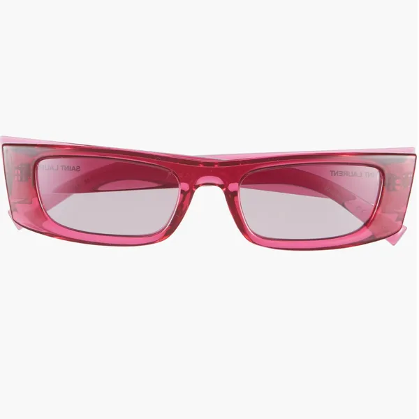 Saint Laurent 52mm Hot Pink Rectangular Sunglasses - Image 3