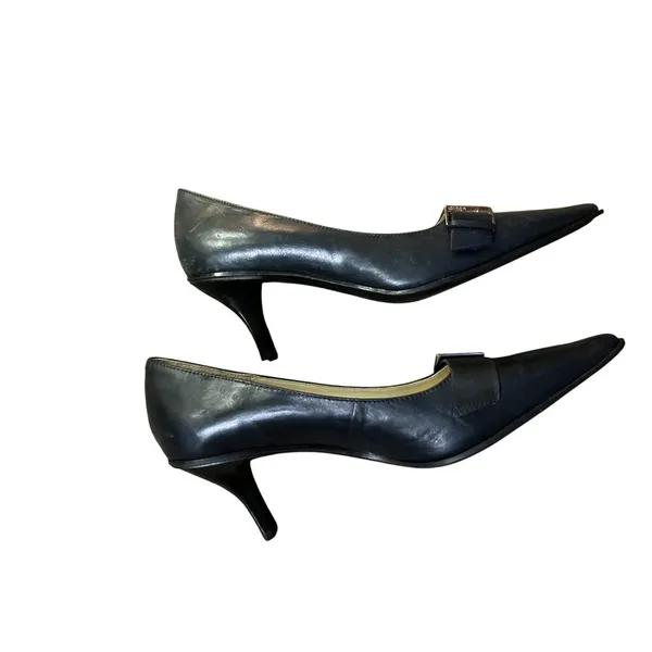Joan & David Leather Pointy Toe Pumps Womens 8M Blue Circa 365 CJCalliope Y2K - Image 4