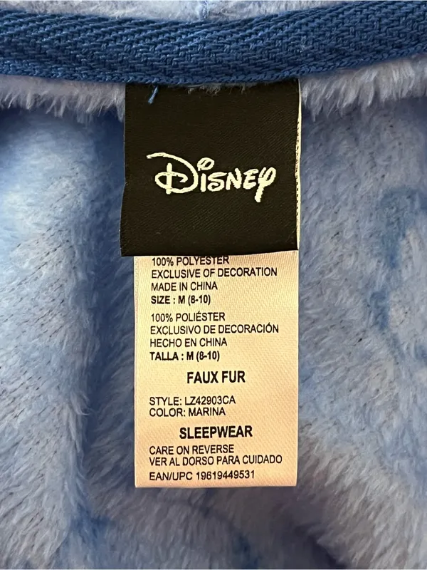 Disney Lilo & Stitch Hooded Union Suit Plush One Piece Pajamas Blue M - Image 4