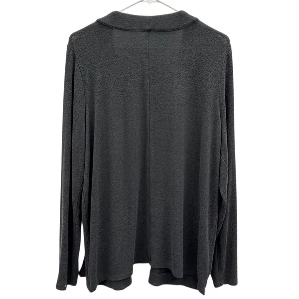 Jennifer Lopez Gray with Silver Beaded Accent Open Front Duster Cardigan Women L - Image 9