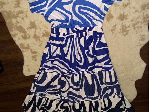 Nwot Anthropologie Somerset tiered maxi dress $170 L fall party boho blue wave - Image 15