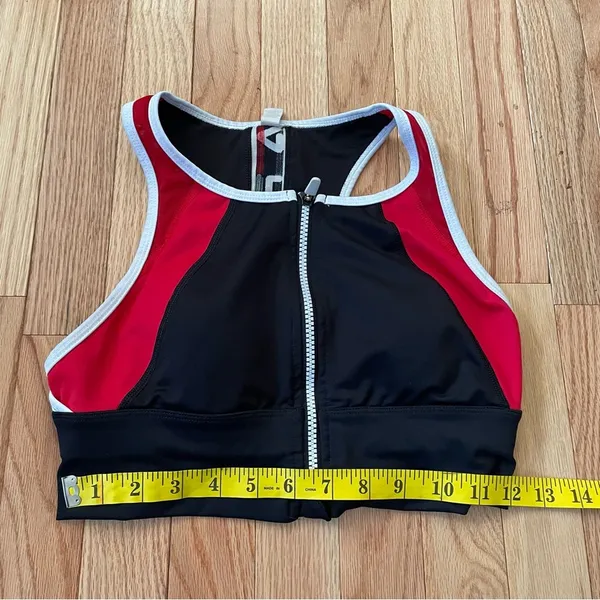 Fila Sports Bra Womens Small Black Red Logo Racerback Gym Workout Ladies - Image 4