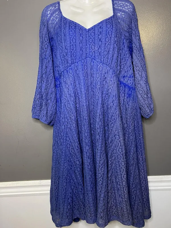 Torrid Dress Womens 2X Blue Lace Fit & Flare Mini 3/4 Sleeve Lined Party - Image 2