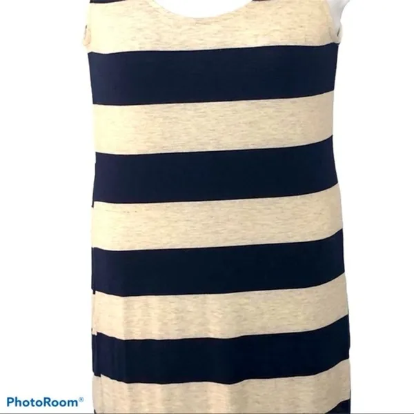 Anthropologie Thyme & Honey Blue Gray Striped Maxi Dress Sleeveless Size S - Image 4