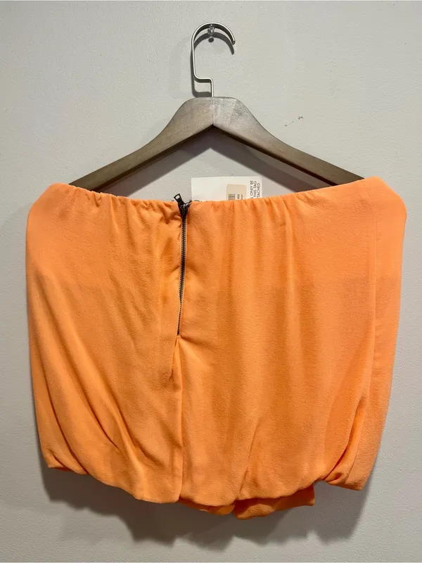 Alice + Olivia NWT Silk Strapless Draped Bubble Top Peach M R204008692⁠ - Image 3