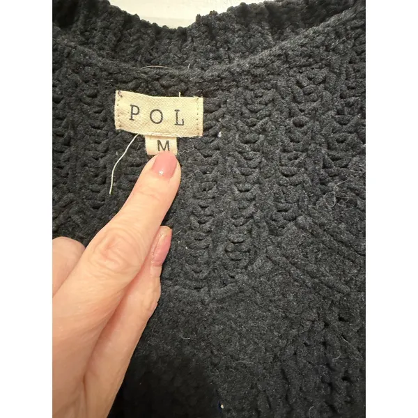POL Knit V Neck Short Sleeve‎ Pocket Tunic Top Charcoal Gray Size M - Image 3