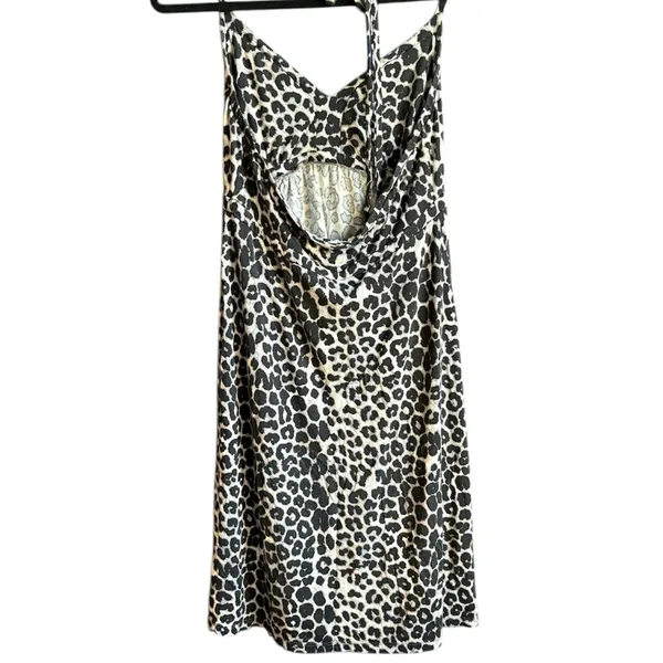 Y2K express Leopard Print Spaghetti Strap mini dress size M - Image 3