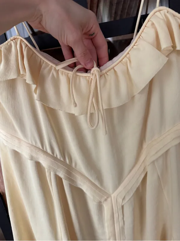 Zara Collection butter yellow ruffle mini dress tie front flowy flouncy - Image 5