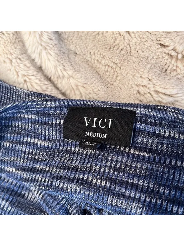 Vici JEANIE RUCHED HALTER KNIT CROP TOP - BLUE - Image 8
