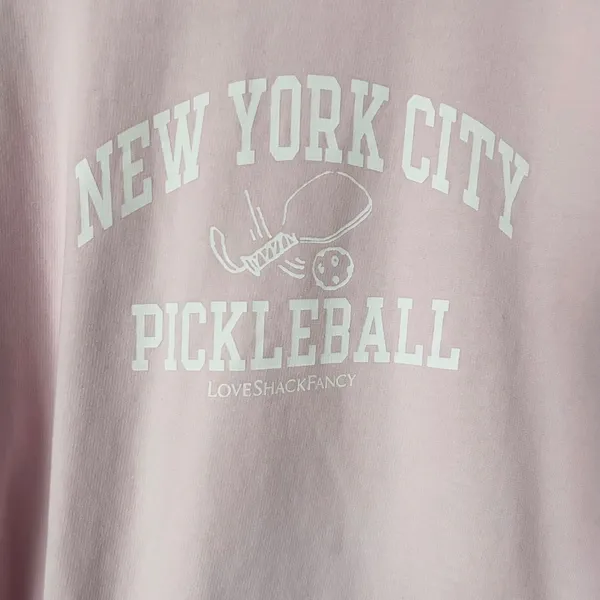 LoveShackFancy x First Port NYC Pickleball Graphic Sweatshirt Pink Size Large - Image 3