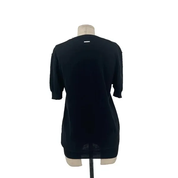 Versace Black Cotton Knit Short‎ Sleeve Sweater Size Medium - Image 6