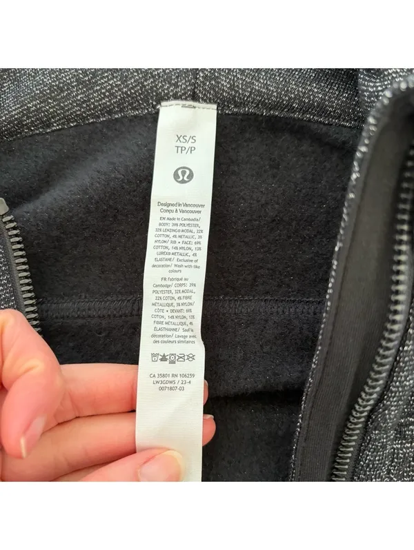 Lululemon Scuba Oversized Half Zip Hoodie Sparkle Black Silver Size XS Small - Image 3