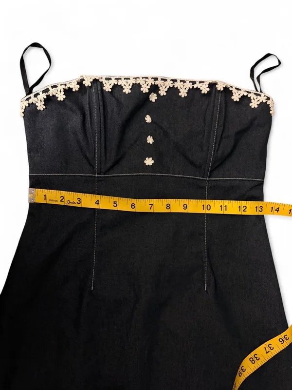 Vintage Moda International Strapless Denim Lace Dress Size 6 - Image 6