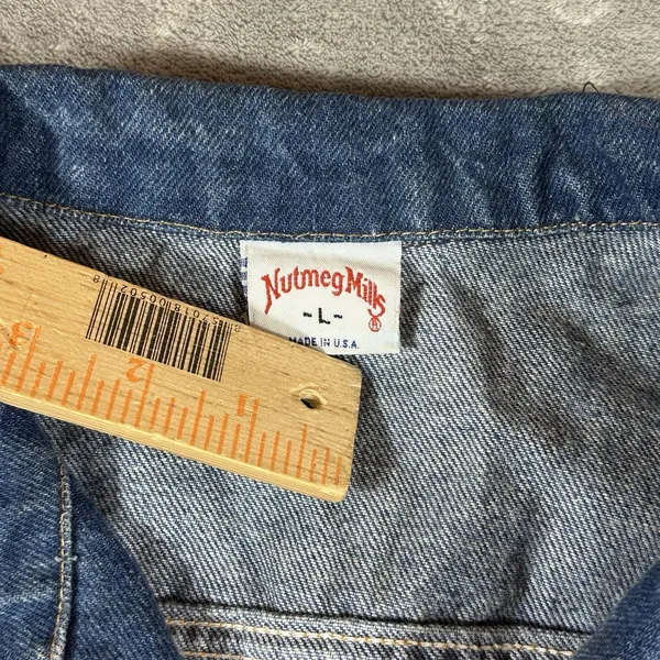VTG Nutmeg Mills Denim Jacket Womens Large Trucker Heavyweight Retro 90s Y2K USA - Image 2